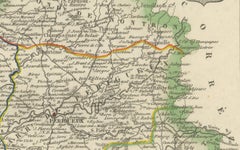 Map of Dordogne France with Périgueux and Château de Jumilhac, 19th Century