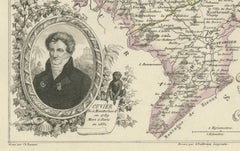 Map of Doubs France with Besançon and Swiss Border Landscape, 19th Century
