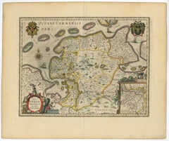Map of East Friesland, The Netherlands & the Area Emden & Norden, Germany, 1635