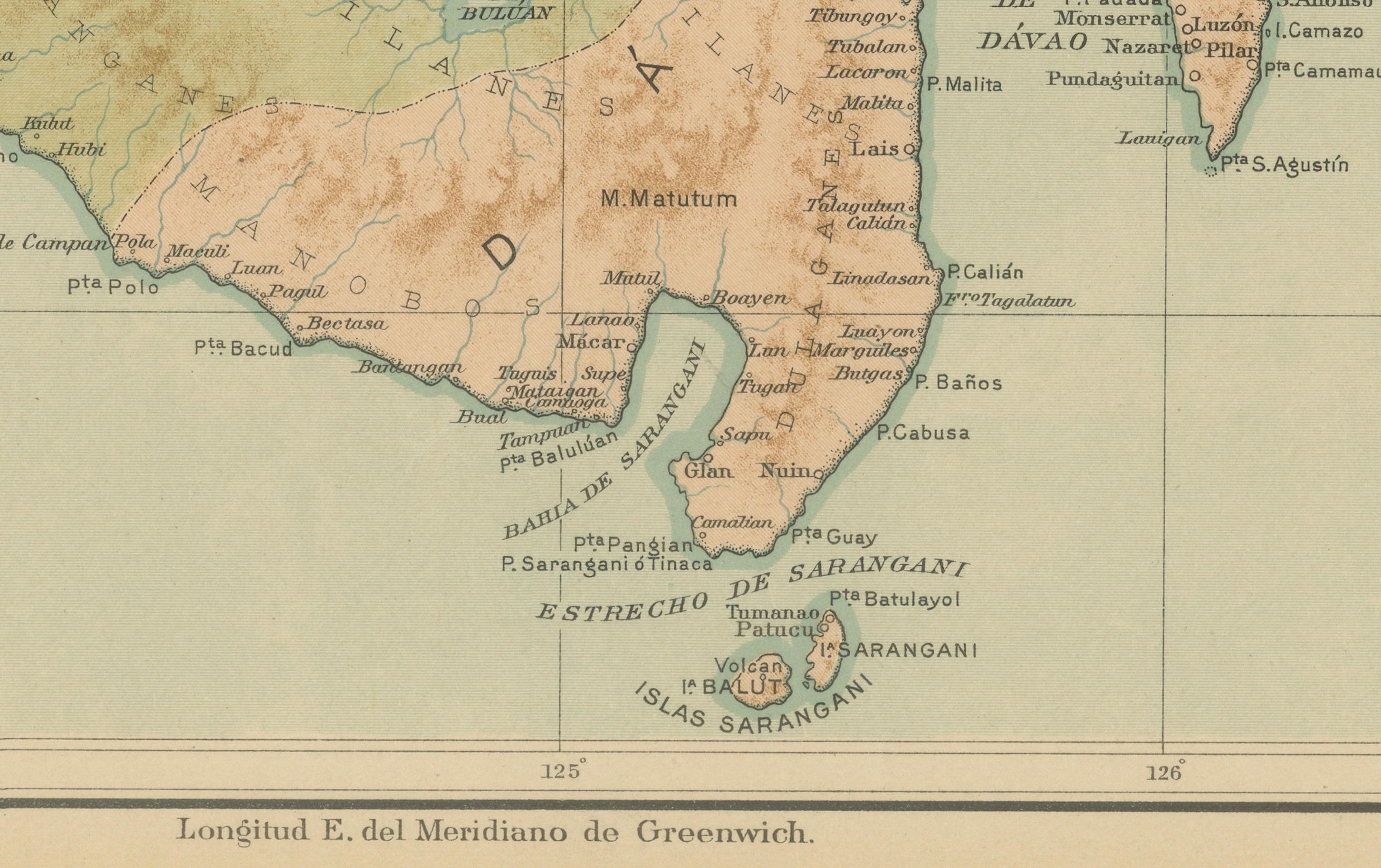 Mappa di Mindanao orientale con il Monte Apo - Observatorio de Manila, 1899 in vendita 1