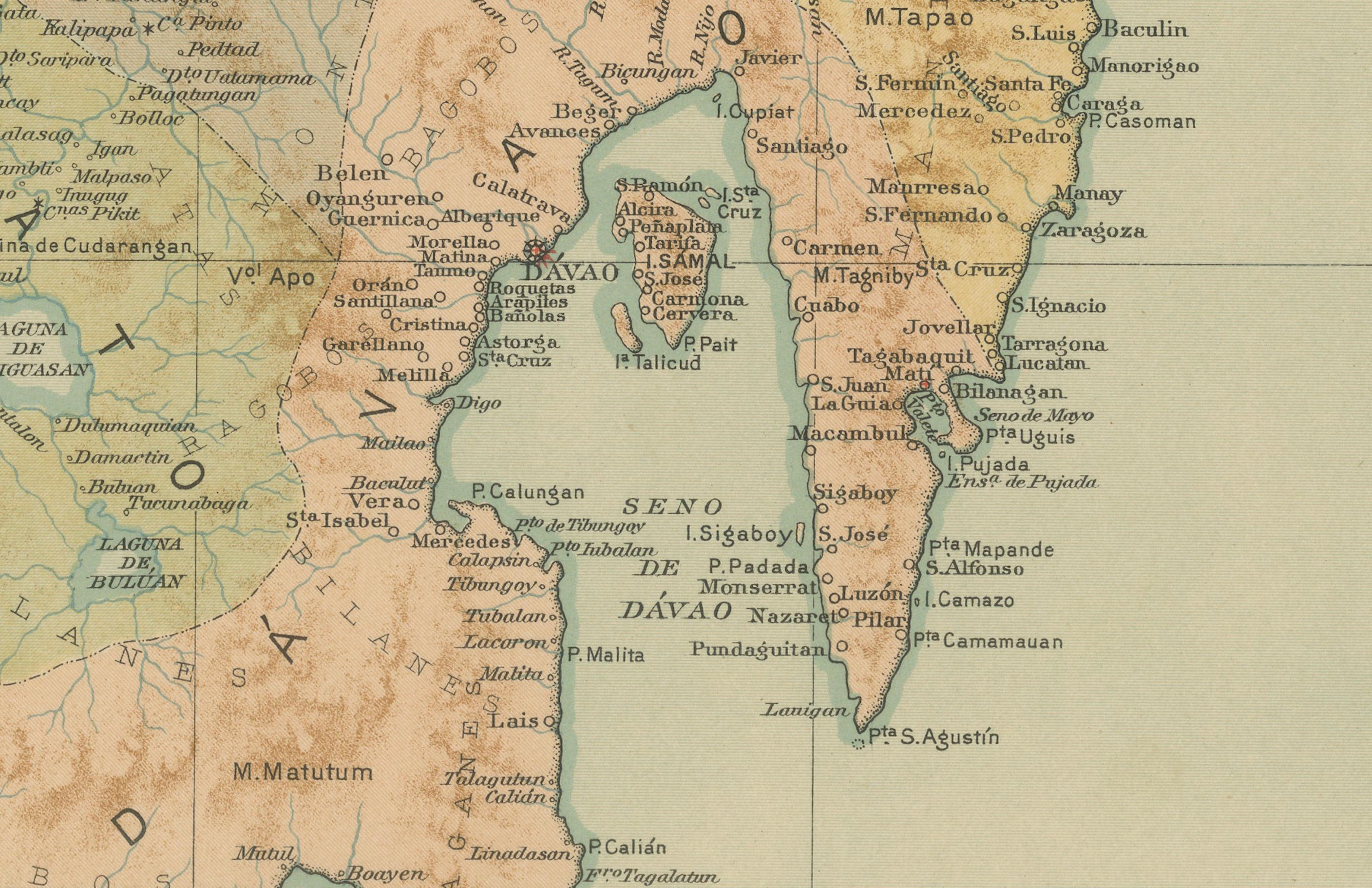 Mappa di Mindanao orientale con il Monte Apo - Observatorio de Manila, 1899 in vendita 2