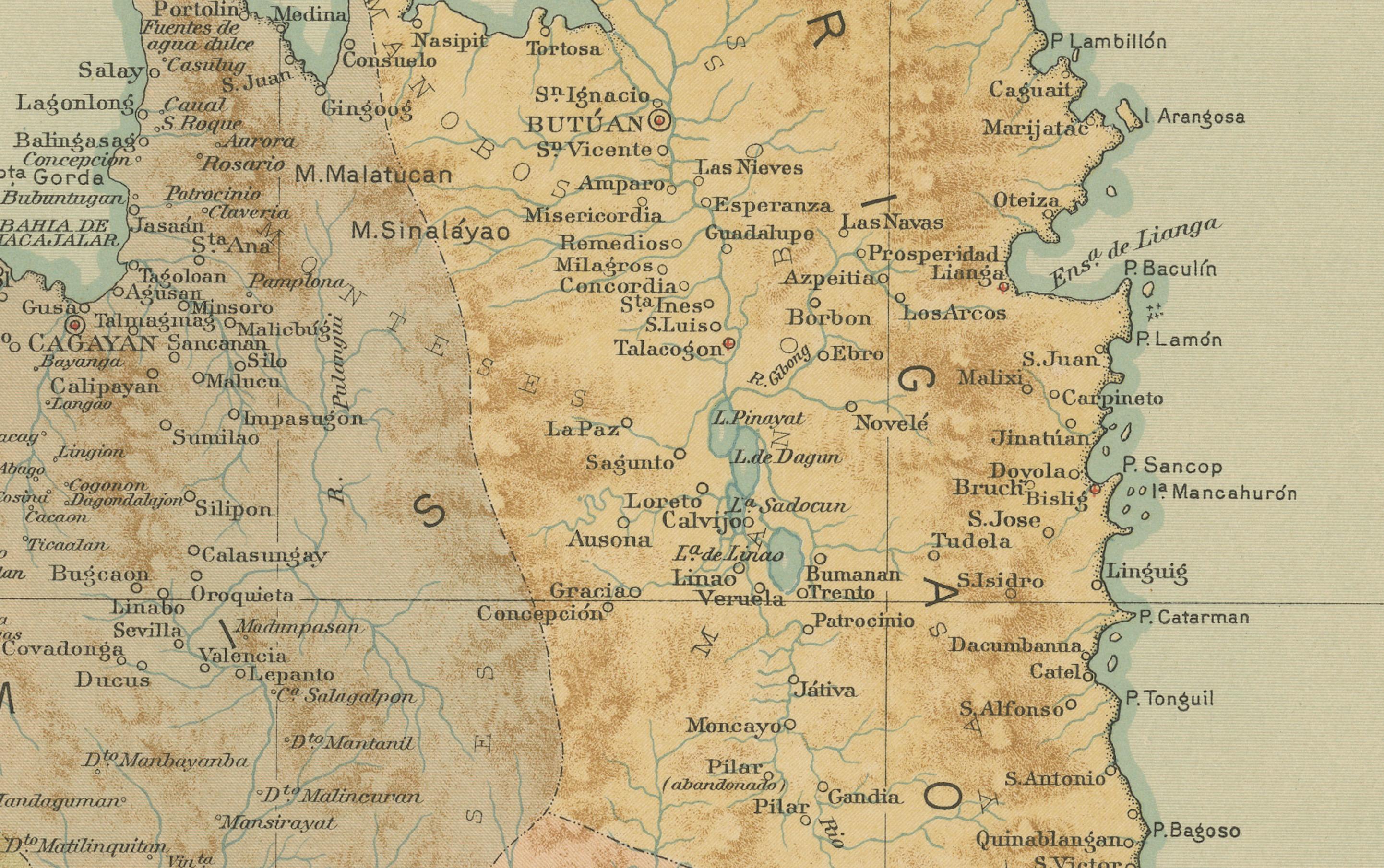 Mappa di Mindanao orientale con il Monte Apo - Observatorio de Manila, 1899 in vendita 3