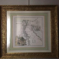Map of Egypt in a Beautiful Orientalist Gold Leaf Frame