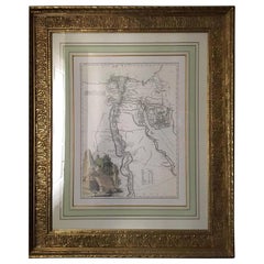 Retro Map of Egypt in a Beautiful Orientalist Gold Leaf Frame