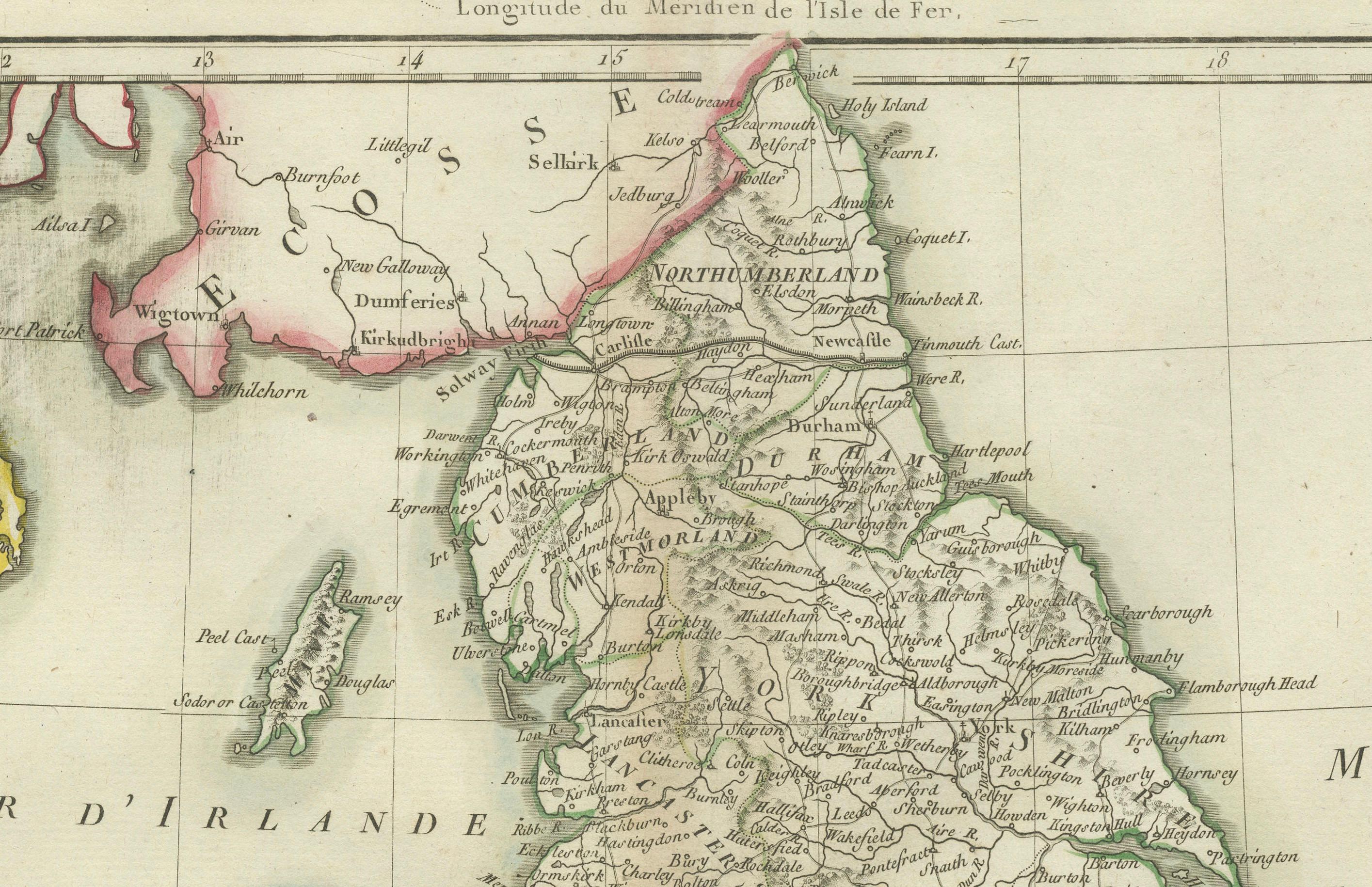 Carte de l'Angleterre et des régions qui l'entourent : début du 19e siècle - 1802 Tardieu Atlas Bon état - En vente à Langweer, NL