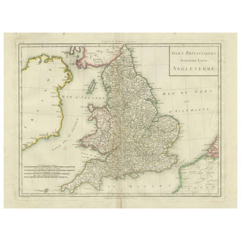 Map of England and Surrounding Regions: Early 19th Century - 1802 Tardieu Atlas