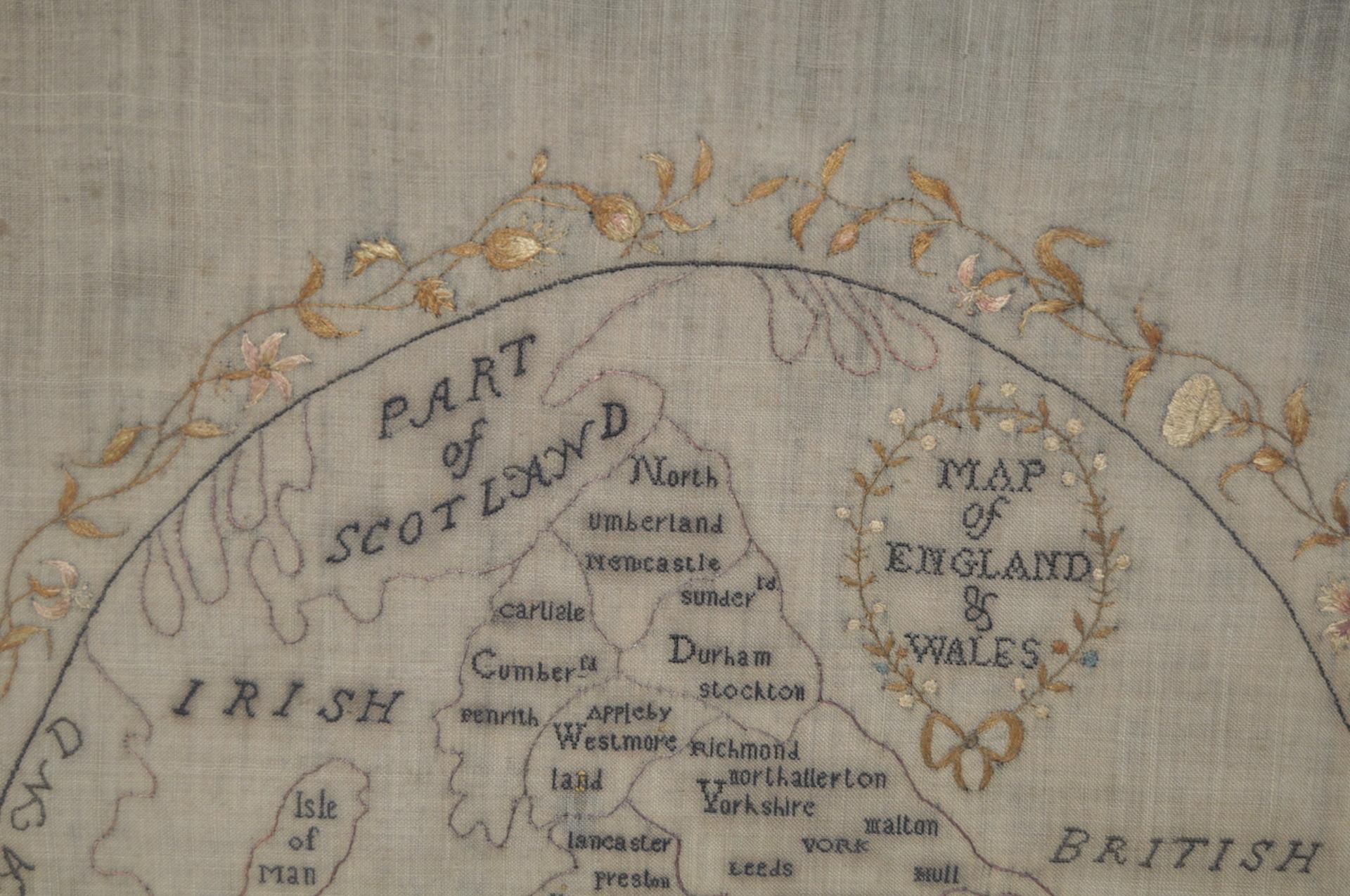 Map of England and Wales early 19th century sampler

Superb early to mid-19th century sampler done by a very patient and talented hand.

A map of England and Wales embroidered on silk. Very detailed. Very good antique condition.

Dimensions: