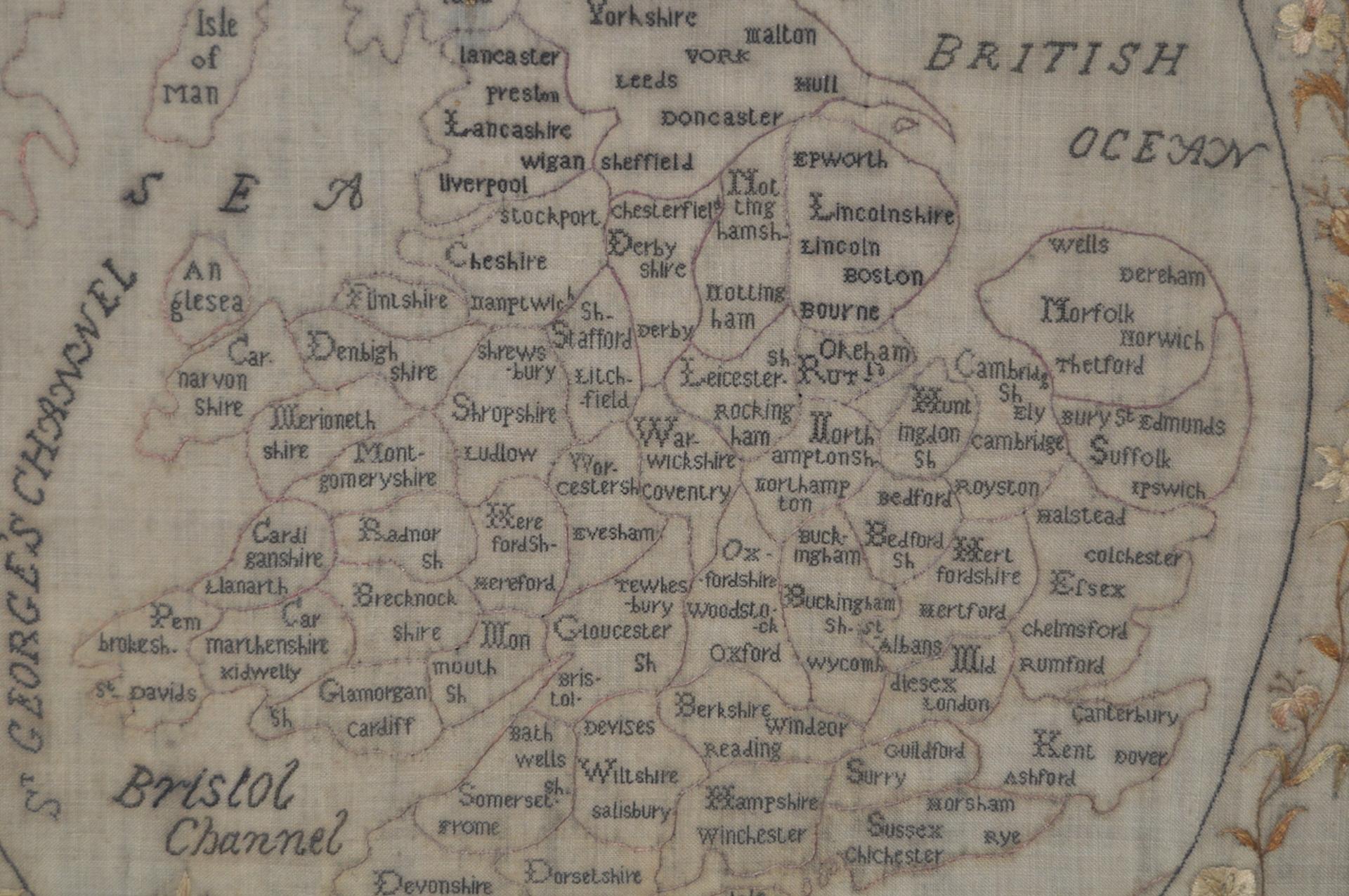 British Map of England and Wales Early 19th Century Sampler