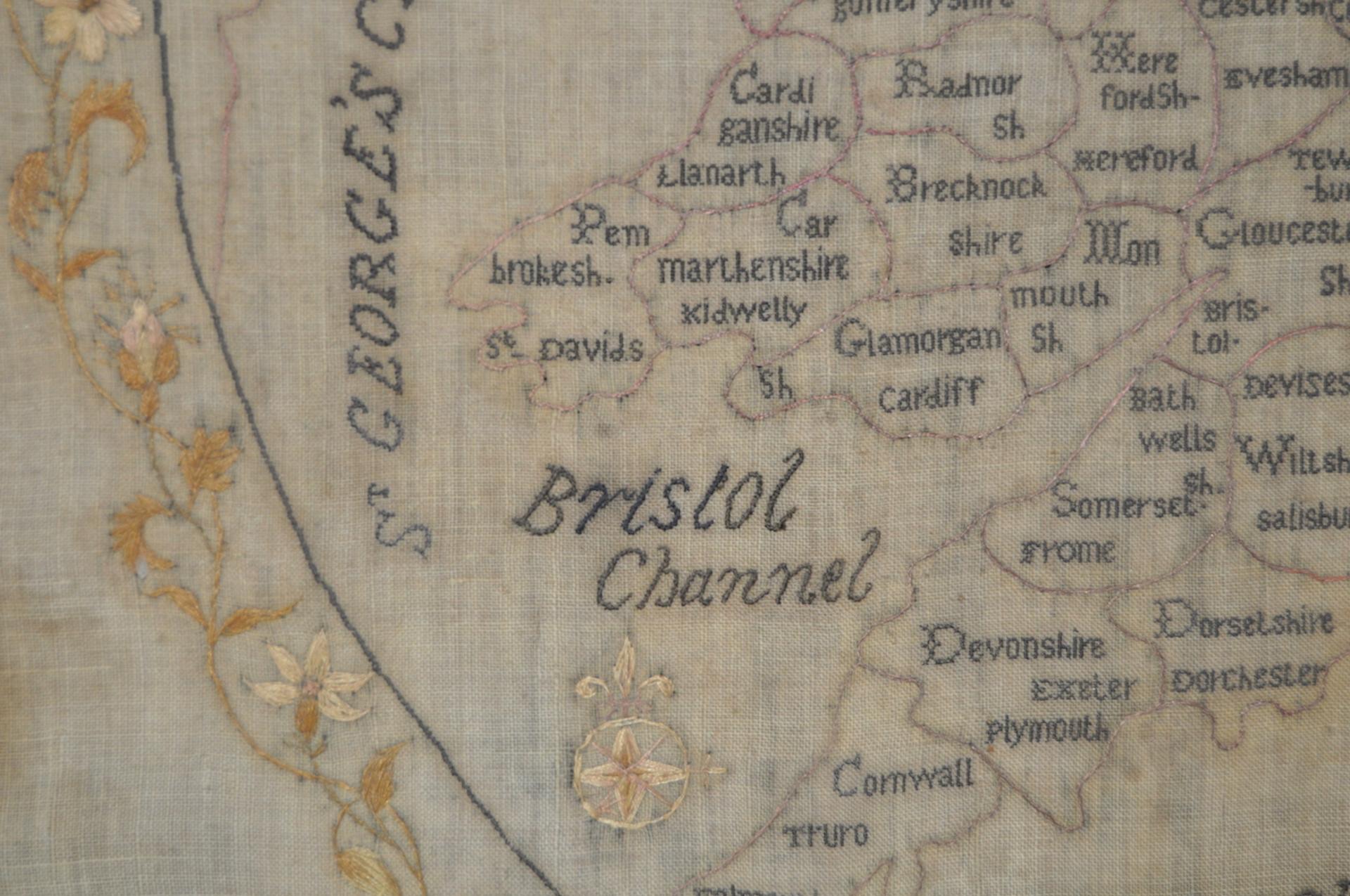 Map of England and Wales Early 19th Century Sampler In Fair Condition In San Francisco, CA