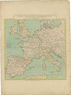 Carte d'Europe mettant en valeur les divisions géographiques anciennes et modernes (1794)
