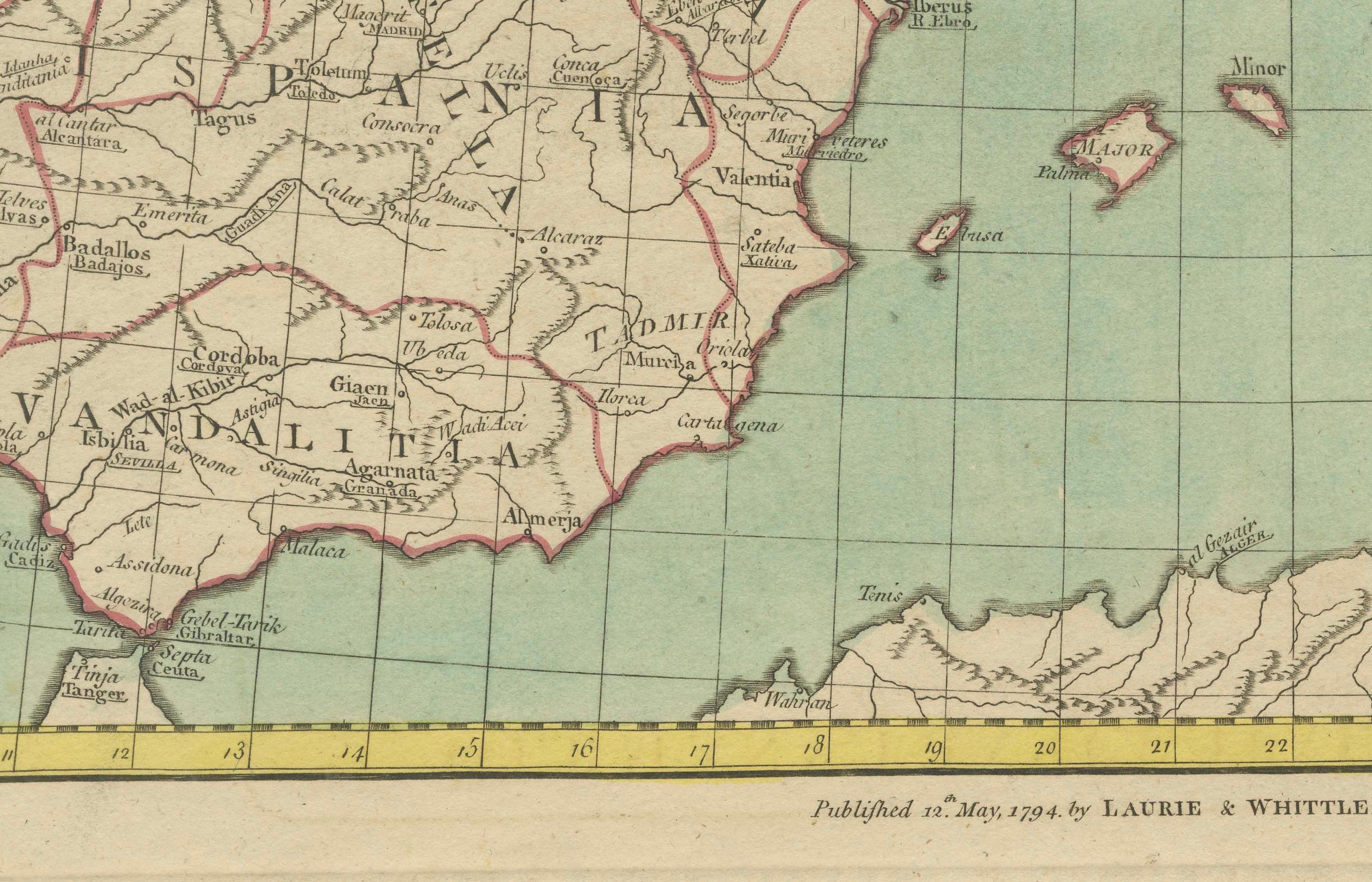 Karte von Europa mit Highlight der alten und modernen geografischen Einteilungen (1794) (Spätes 18. Jahrhundert) im Angebot