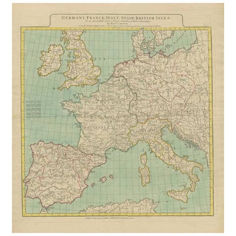 Map of Europe Highlighting Ancient and Modern Geographical Divisions (1794)