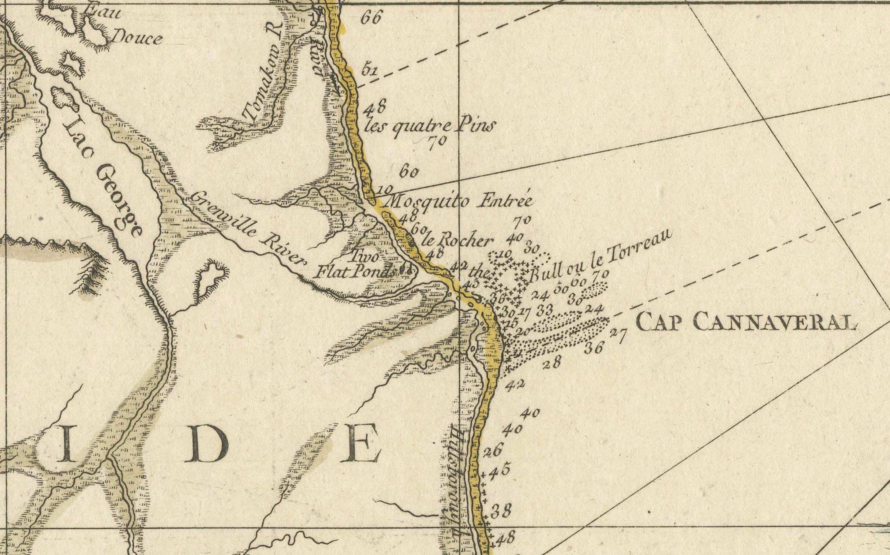 Paper Map of Florida, Louisiana and the Bahamas – Set of Rare French Sea Charts, 1777 For Sale
