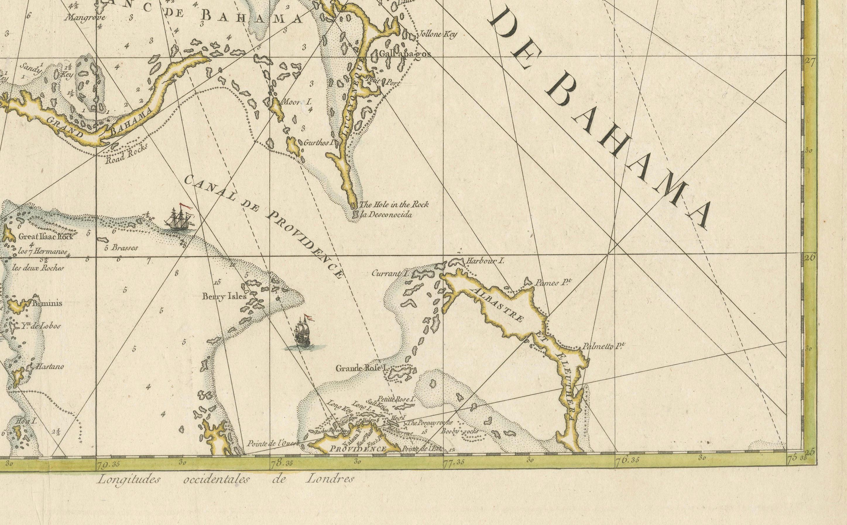 Map of Florida, Louisiana and the Bahamas – Set of Rare French Sea Charts, 1777 For Sale 2