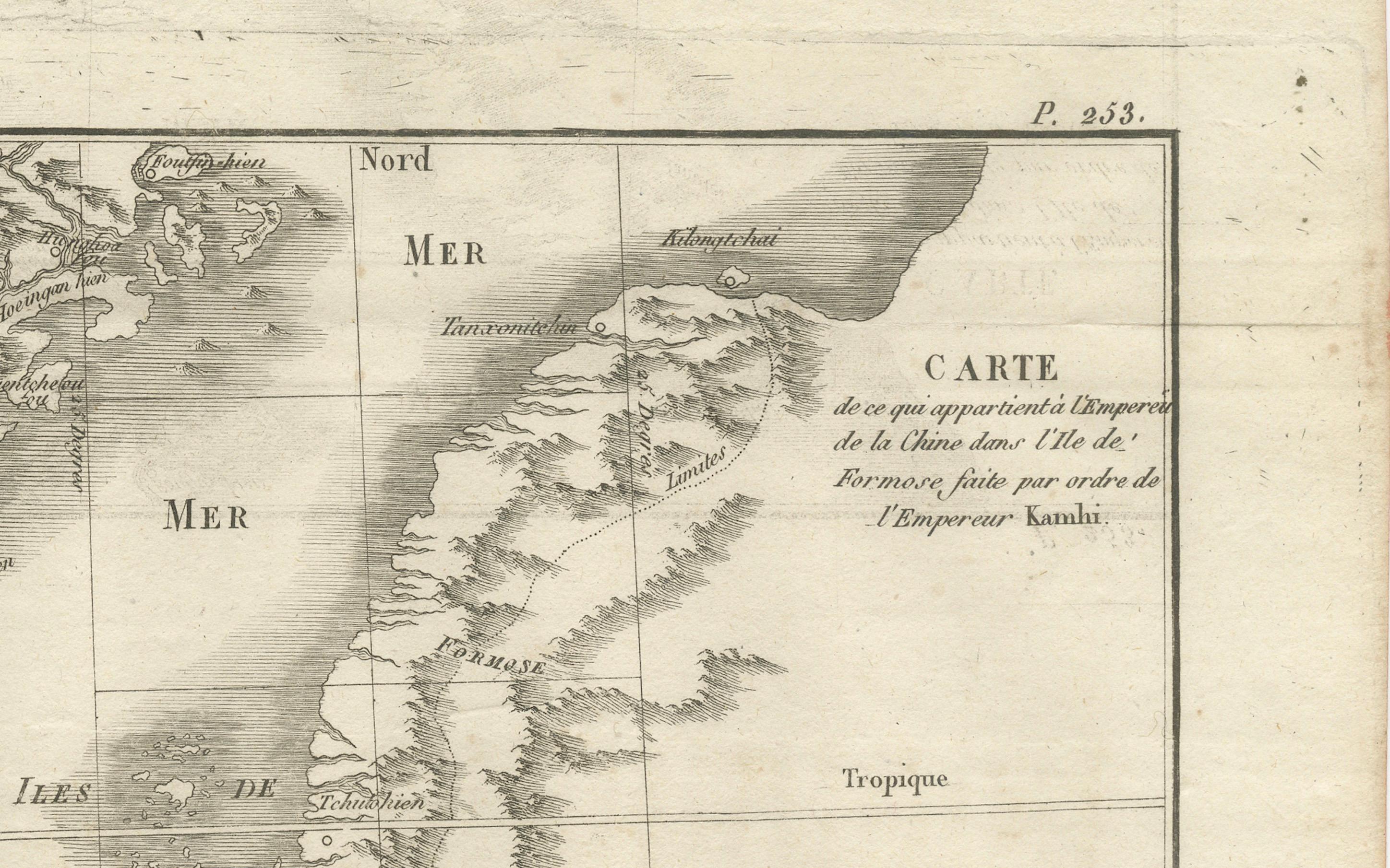 Français Carte de Formose et des Pescadores - Gravure jésuite française de Portier, c.1790 en vente