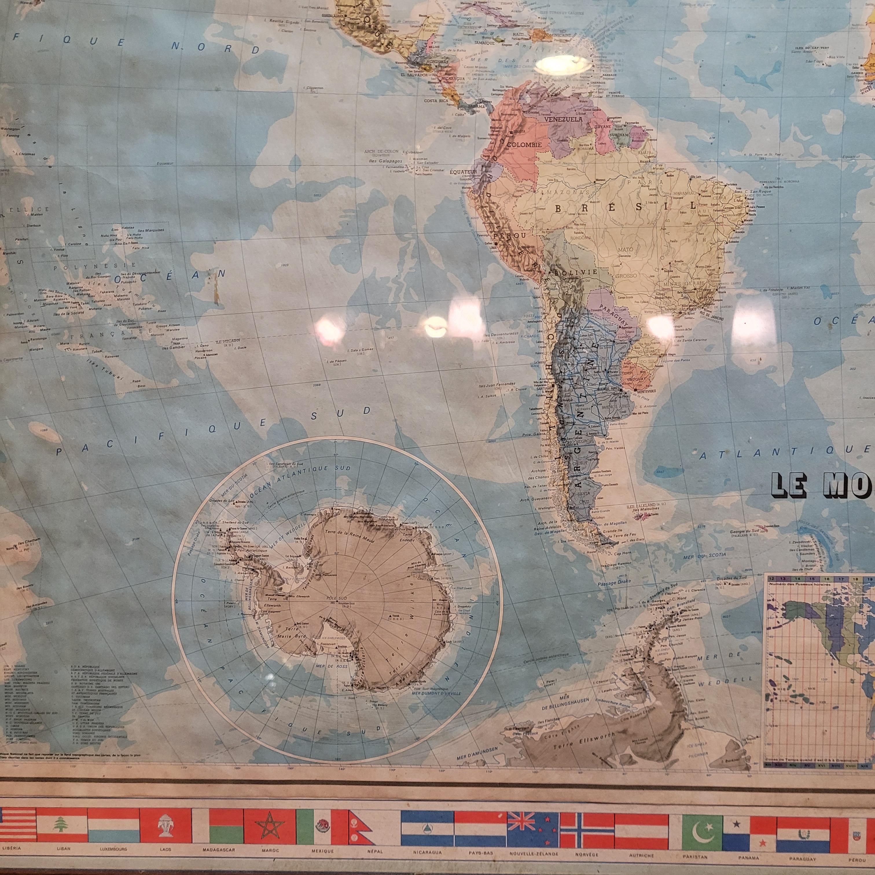 Karte von Frankreich, Globus / Planisphere Le Monde Politique, National Geographic Ins im Angebot 2