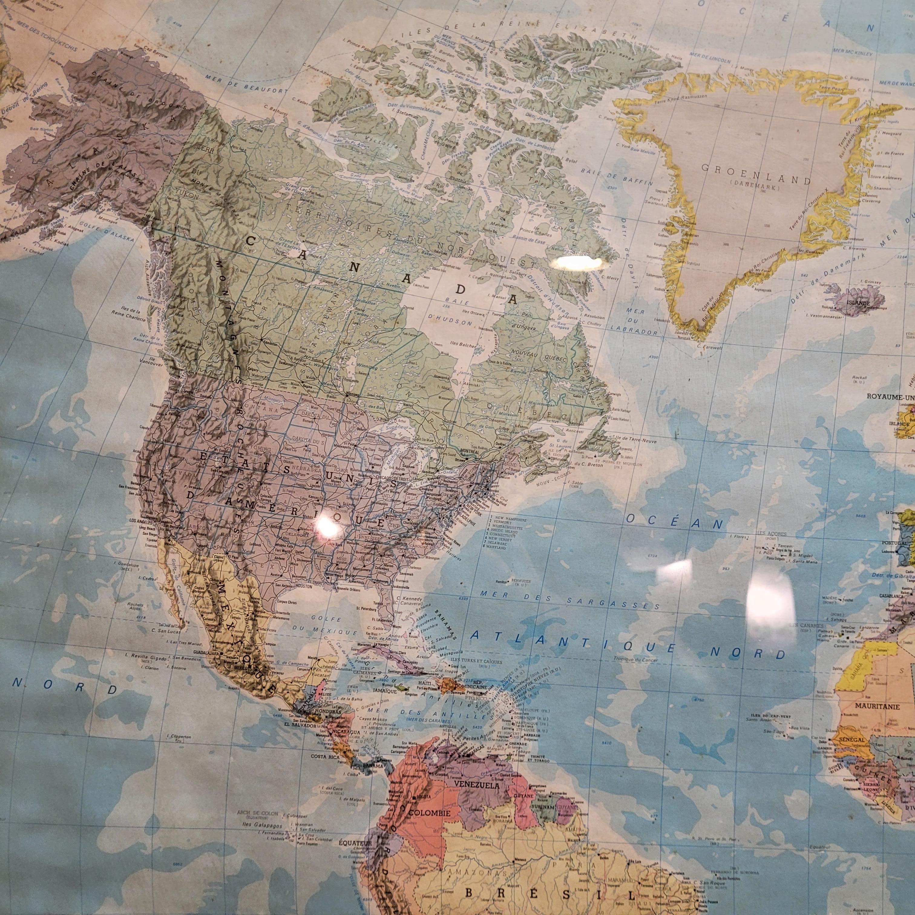 Karte von Frankreich, Globus / Planisphere Le Monde Politique, National Geographic Ins im Angebot 3