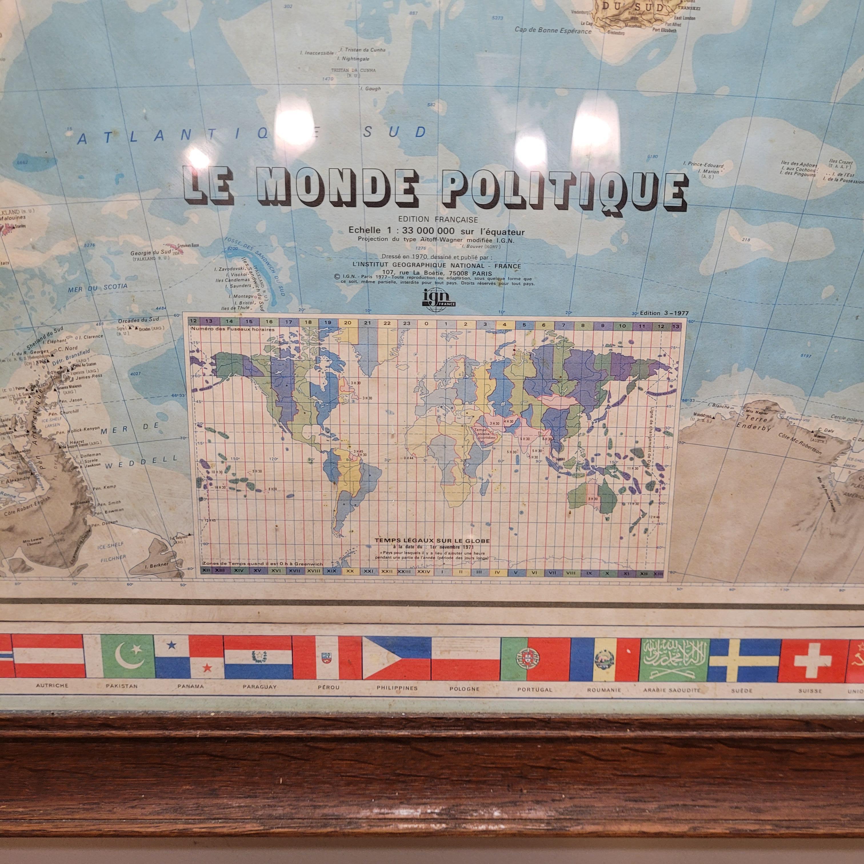 Karte von Frankreich, Globus / Planisphere Le Monde Politique, National Geographic Ins im Angebot 5