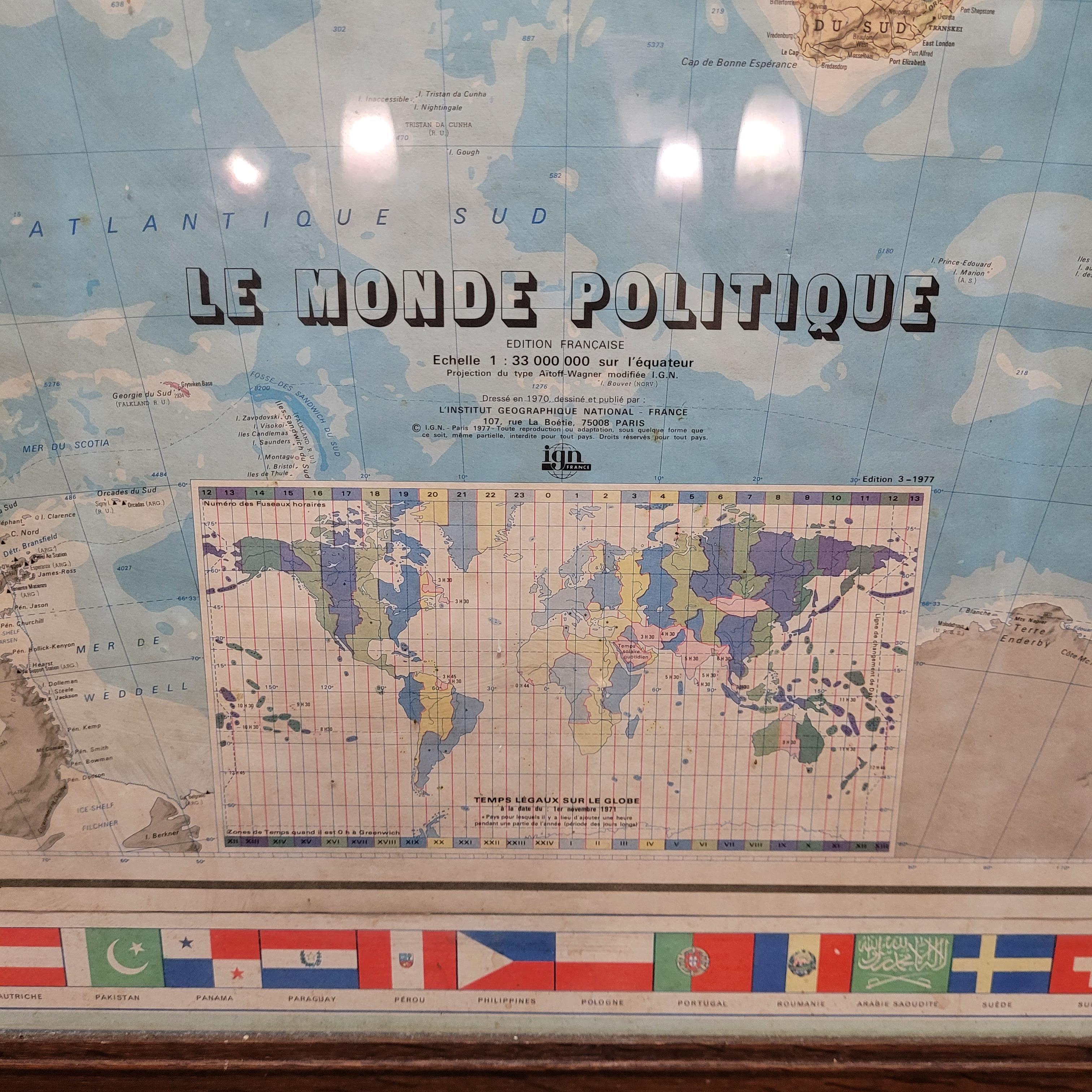 Karte von Frankreich, Globus / Planisphere Le Monde Politique, National Geographic Ins (Französisch) im Angebot