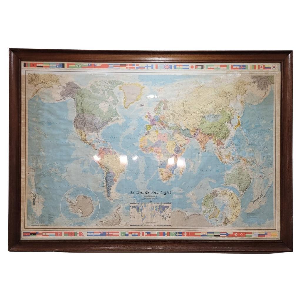 Mapa de Francia, globo terráqueo / Planisferio "Le Monde Politique", National Geographic Ins