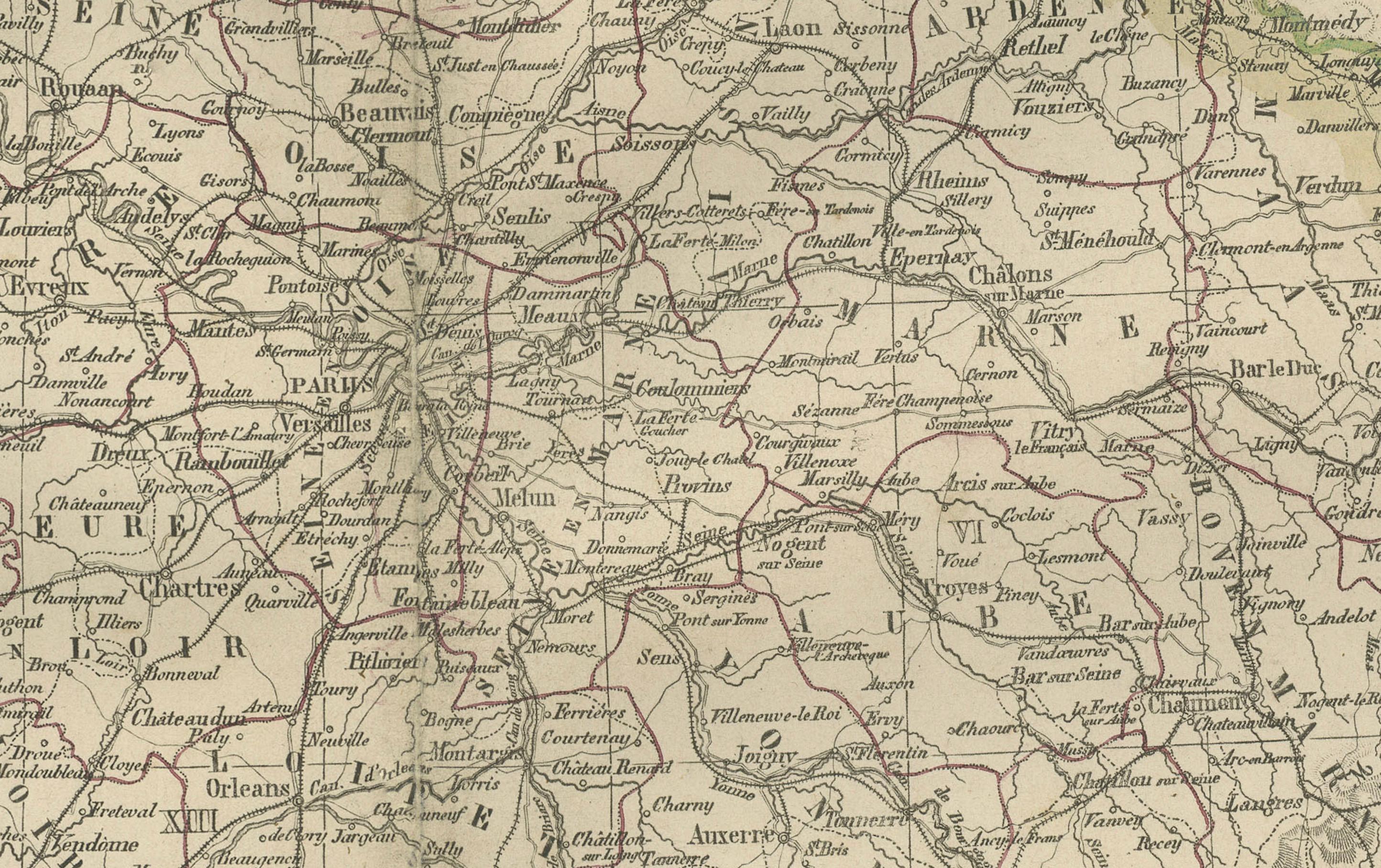 Titolo: Carta della Francia con inserto della Corsica e di Parigi - Nieuwe Hand-Atlas, 1876

Descrizione:
Questa mappa dettagliata del XIX secolo, intitolata 