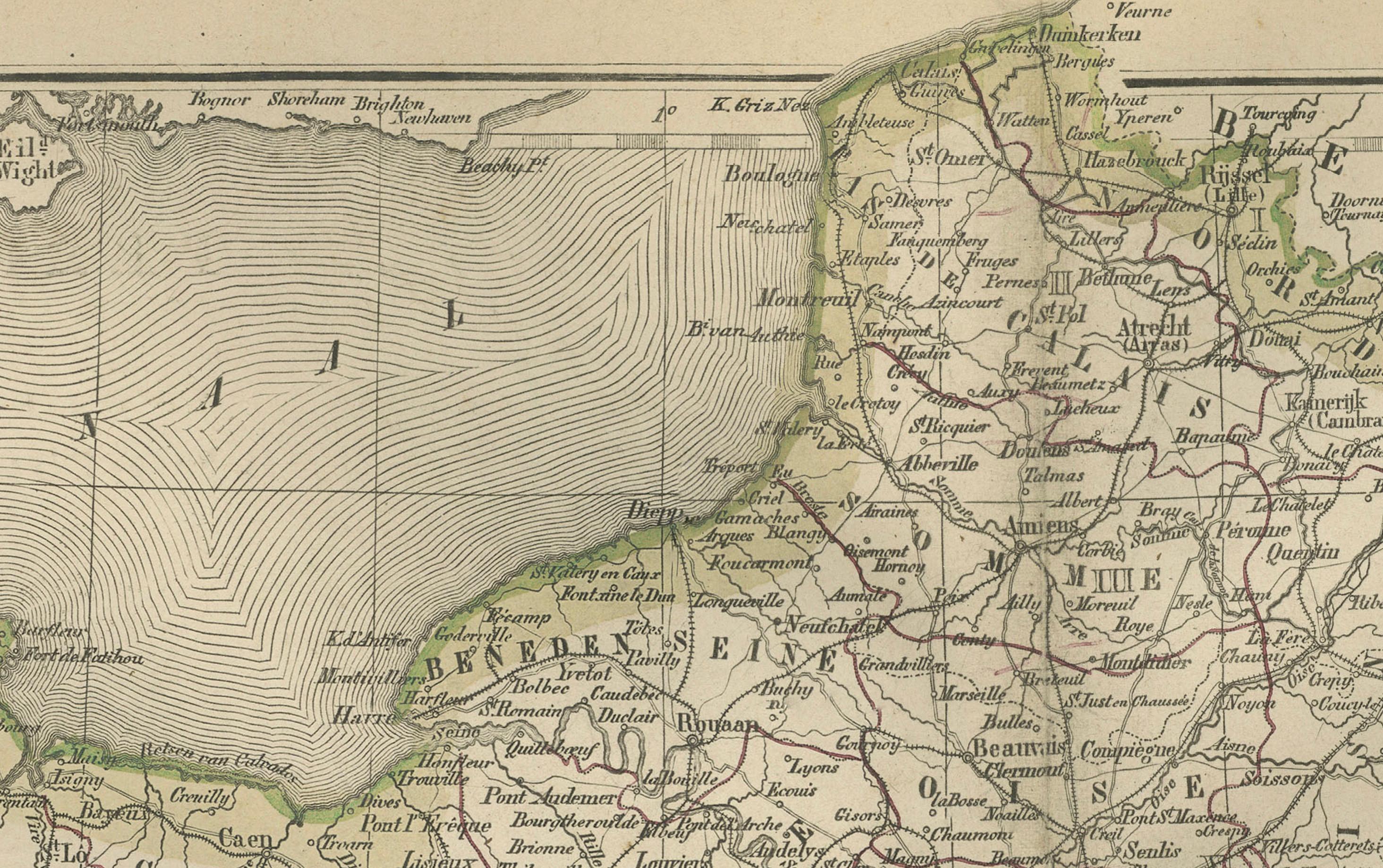 Olandese Mappa della Francia con inserto Corsica e Parigi - Nieuwe Hand-Atlas, 1876 in vendita