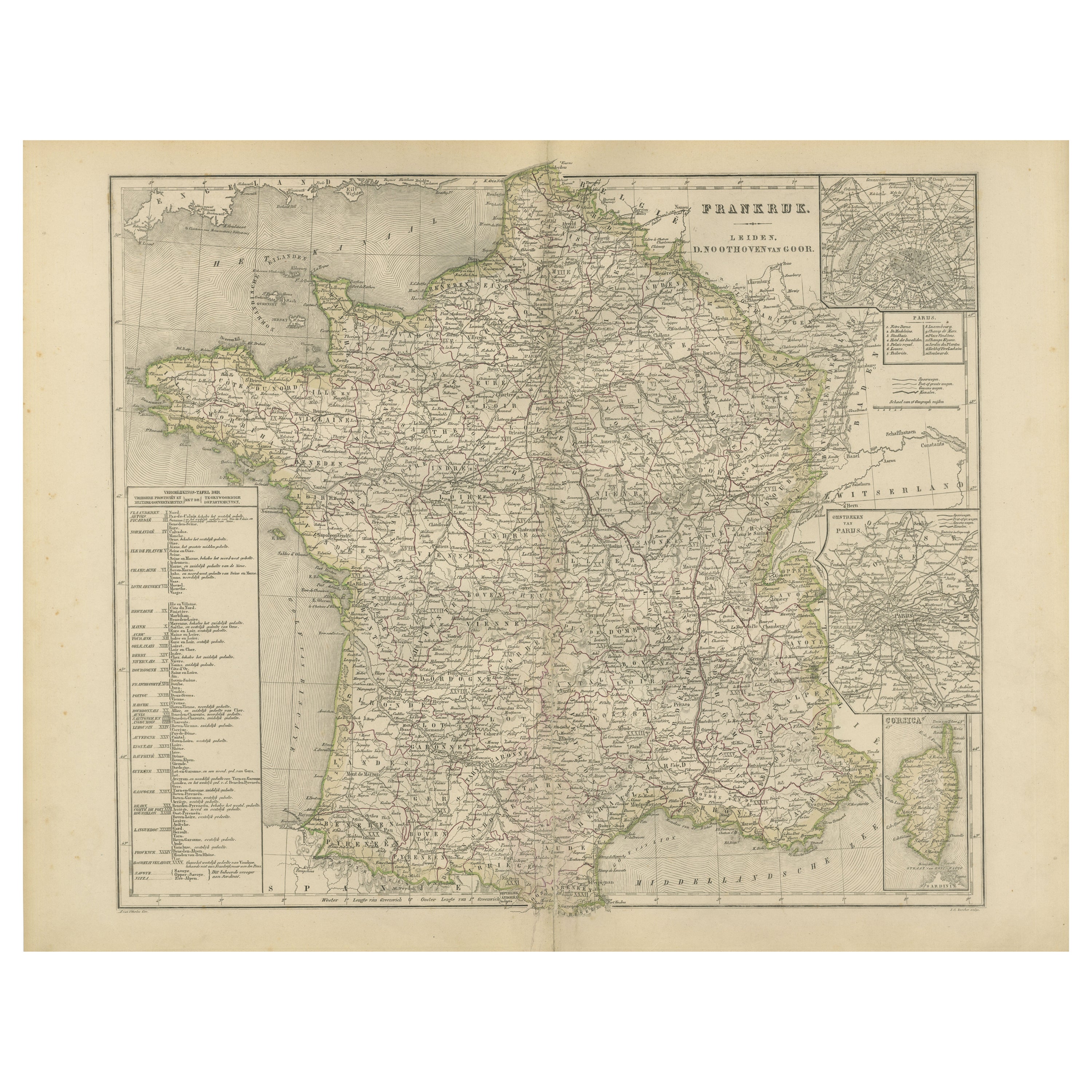Carte de France avec Corse et Paris - Nieuwe Hand-Atlas, 1876