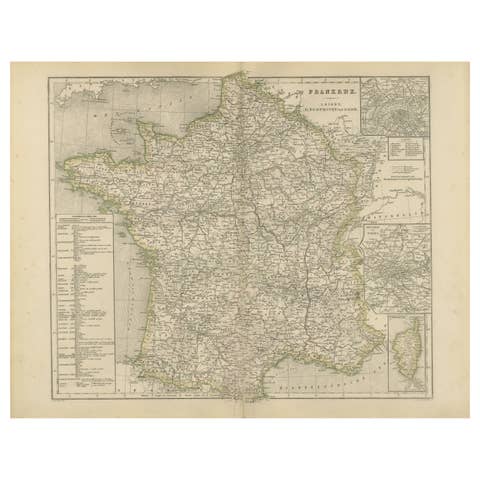 Map of France with Corsica and Paris Inset – Nieuwe Hand-Atlas, 1876
