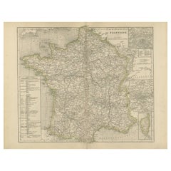 Antique Map of France with Corsica and Paris Inset – Nieuwe Hand-Atlas, 1876