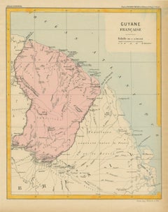 Map of French Guiana: 19th Century Atlas National Depiction of Guyane Française