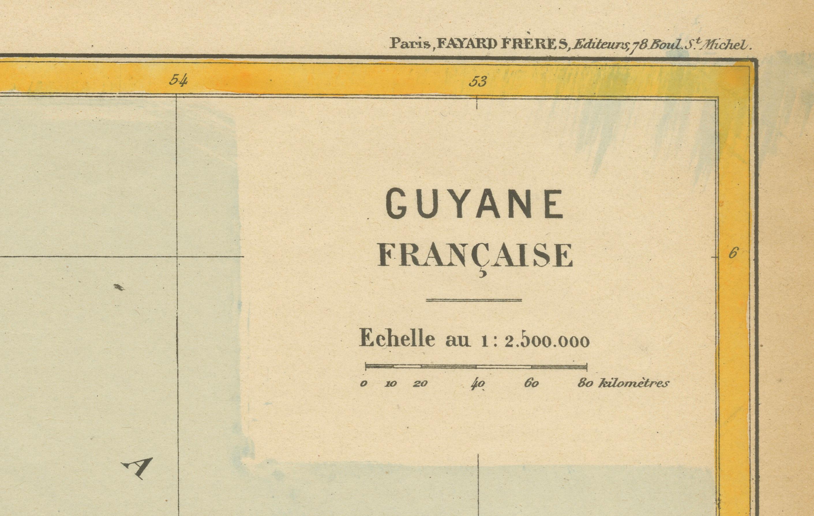 Map of French Guiana: 19th Century Atlas National Depiction of Guyane Française For Sale 1