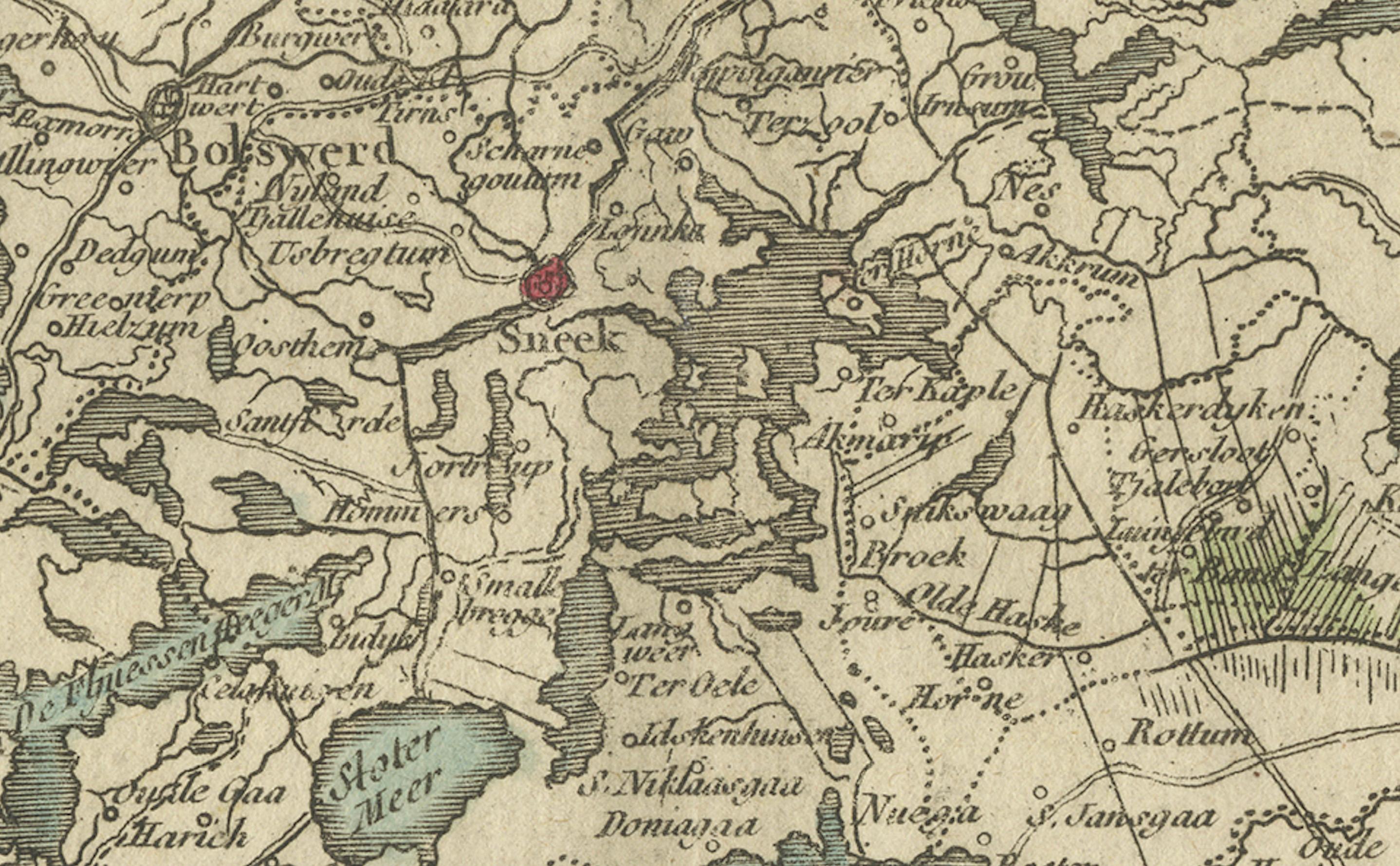 Metà XVIII secolo Mappa della Frisia (La Frise), da 