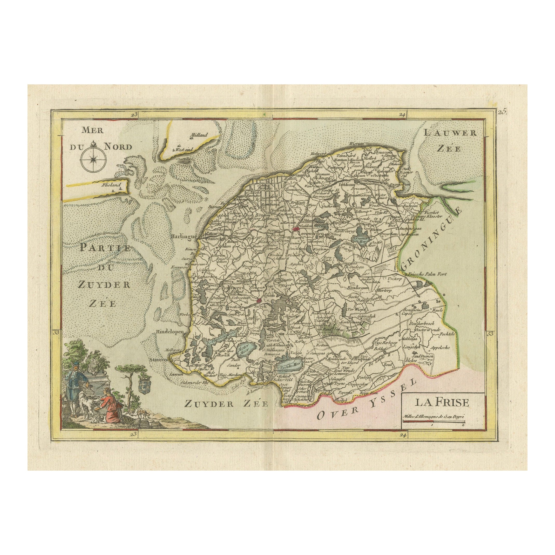 Carte du Friesland (La Frise), de « Atlas Nouveau Portatif » (1756)