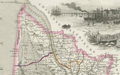 Map of Gironde France with Bordeaux Wine Region by Vuillemin, 19th c