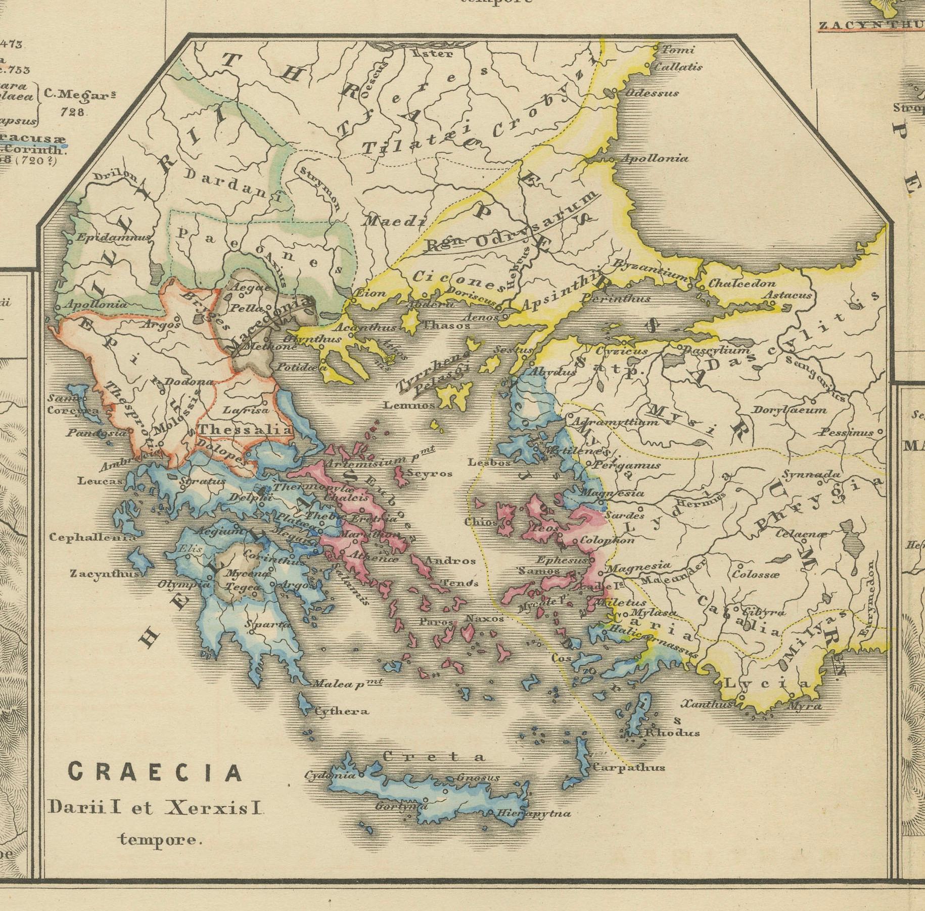 Map of Greece, Macedonia, Thrace from the time of the Peloponnesian War, 1880 1