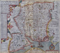 Comté du Hampshire, Grande-Bretagne/Angleterre : Une carte de Camden's « Britannia » en 1607