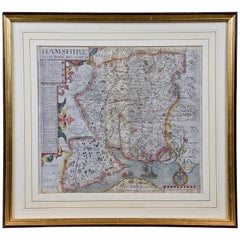 Antique Hampshire County, Britain/England: A Map from Camden's" Britannia" in 1607