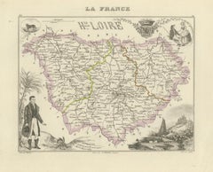 Map of Haute-Loire France with Le Puy-en-Velay by Vuillemin, 19th c