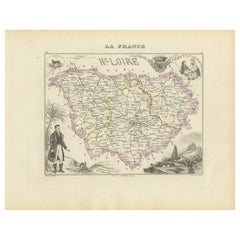 Map of Haute-Loire France with Le Puy-en-Velay by Vuillemin, 19th c
