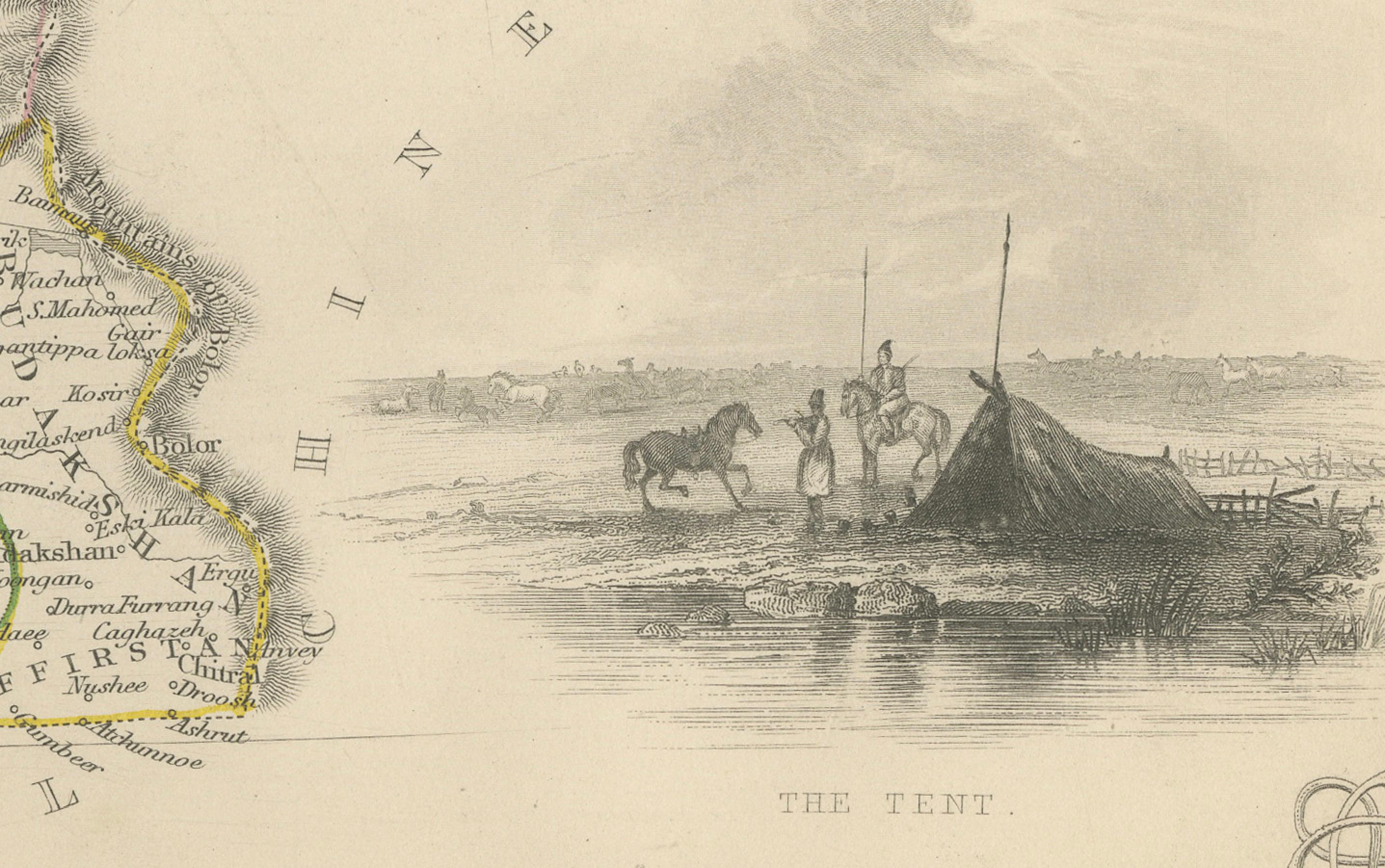 Carte de Tartarie indépendante avec Vignettes de la culture de la région, 1851 Bon état - En vente à Langweer, NL