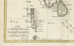Map of India and Ceylon with Inset of Calcutta and the Ganges, by Bonne, 1780
