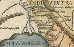Map of India and Southeast Asia from Ptolemaic Geography – 16th Century Woodcut