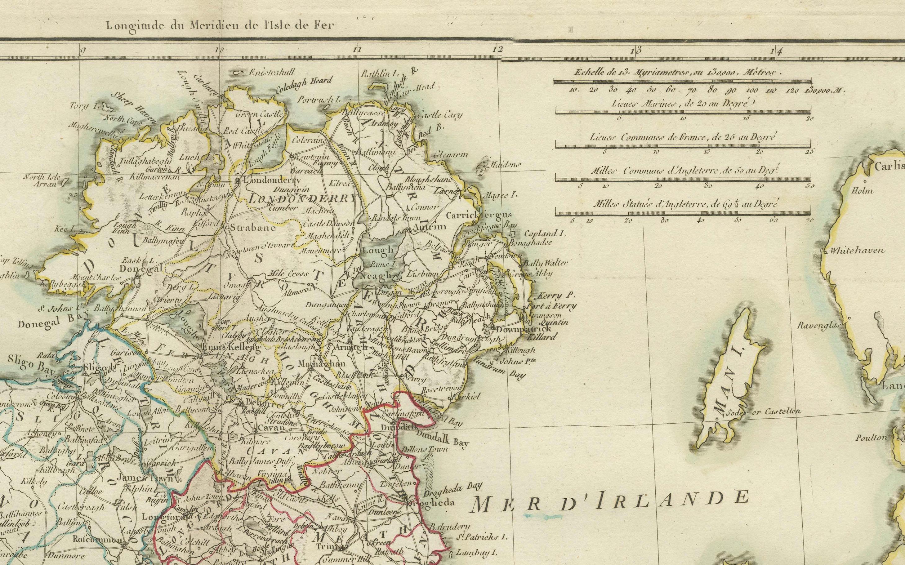 Gravé Carte de l'Irlande : début du 19e siècle - tirée du Tardieu Atlas de 1802 en vente