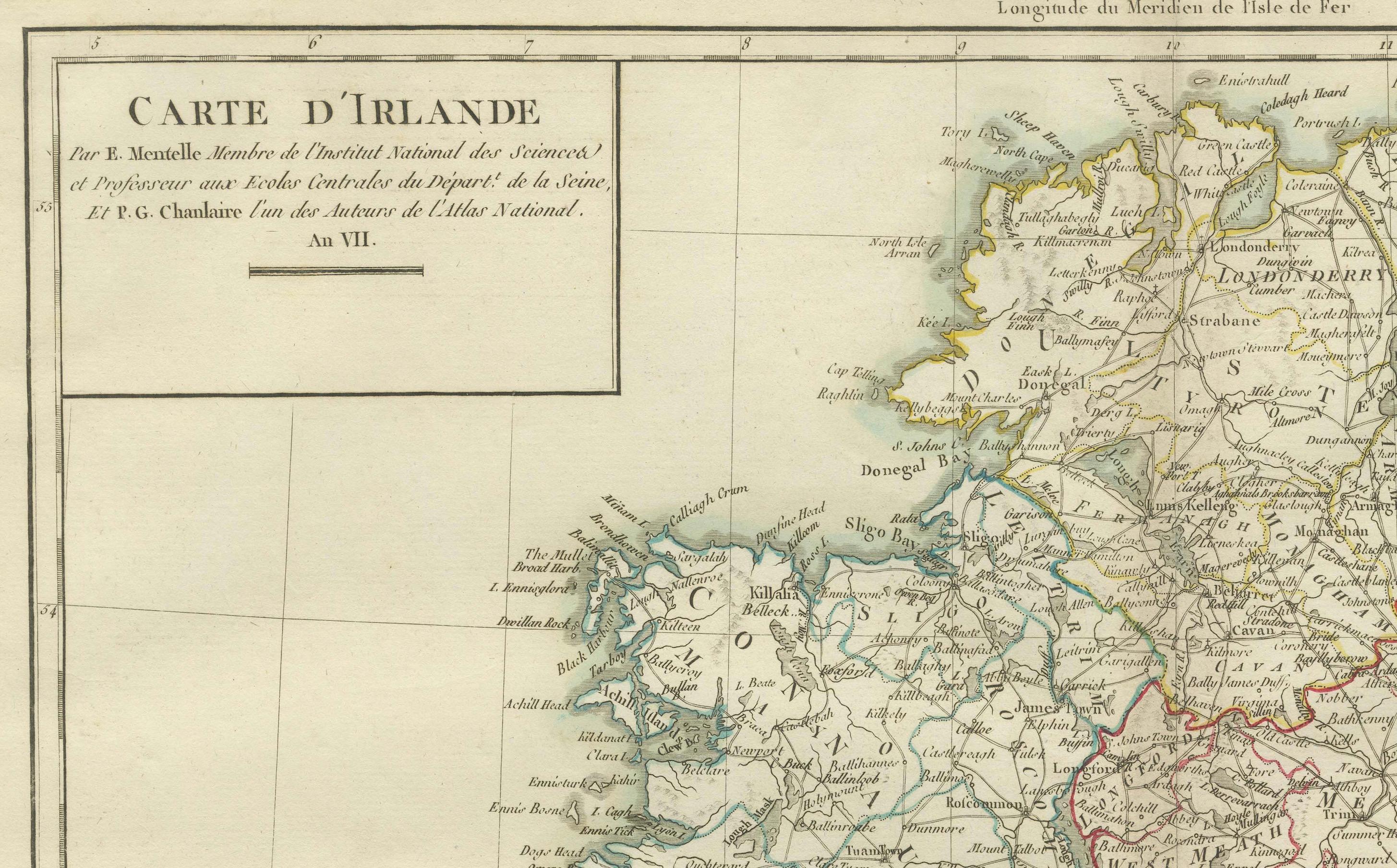 Carte de l'Irlande : début du 19e siècle - tirée du Tardieu Atlas de 1802 Bon état - En vente à Langweer, NL