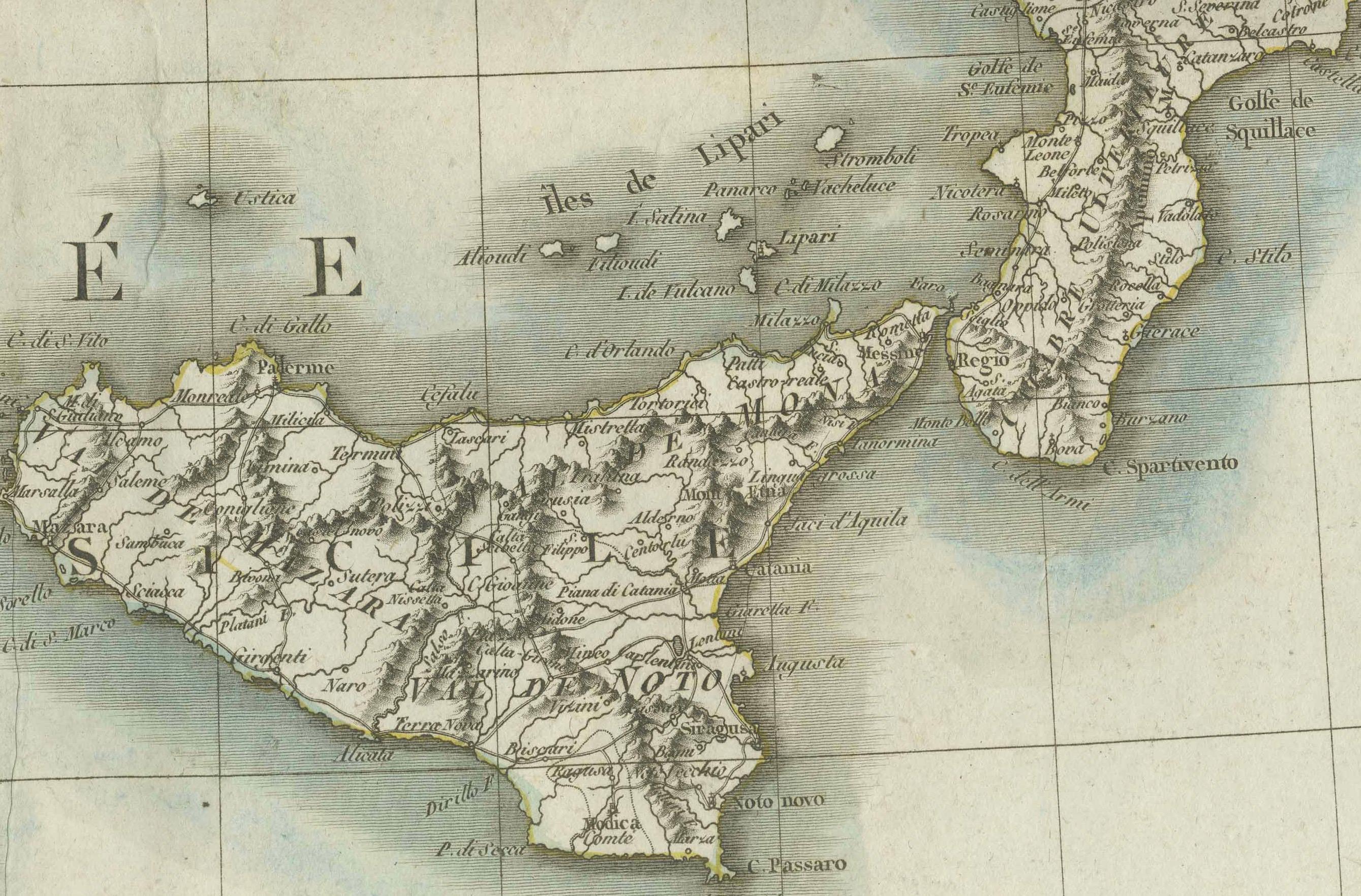 Antique Map of Italy and Surrounding Regions by Delamarche, circa 1800

This elegant and detailed antique map titled Carte Générale de l’Italie was drawn and engraved by the French geographer Charles-François Delamarche around 1800. Based on