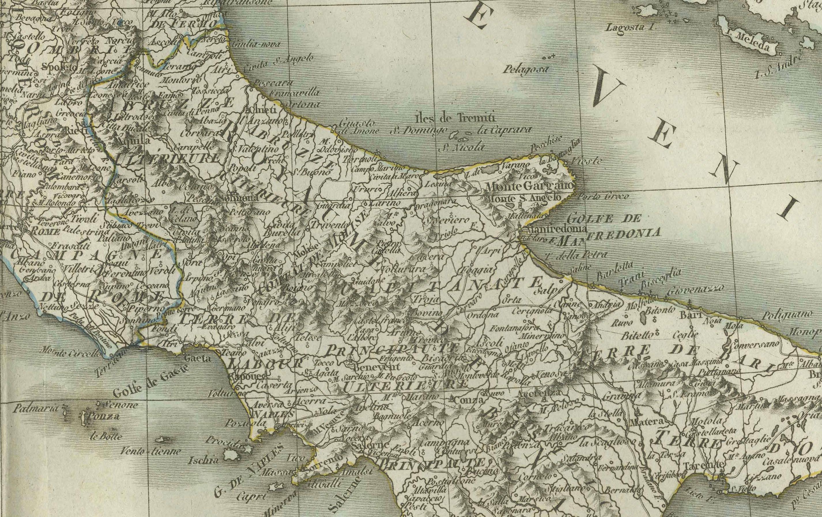 French Map of Italy and Neighboring Regions by Delamarche – Antique Map, c.1800 For Sale