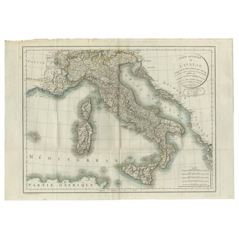 Map of Italy and Neighboring Regions by Delamarche – Antique Map, c.1800