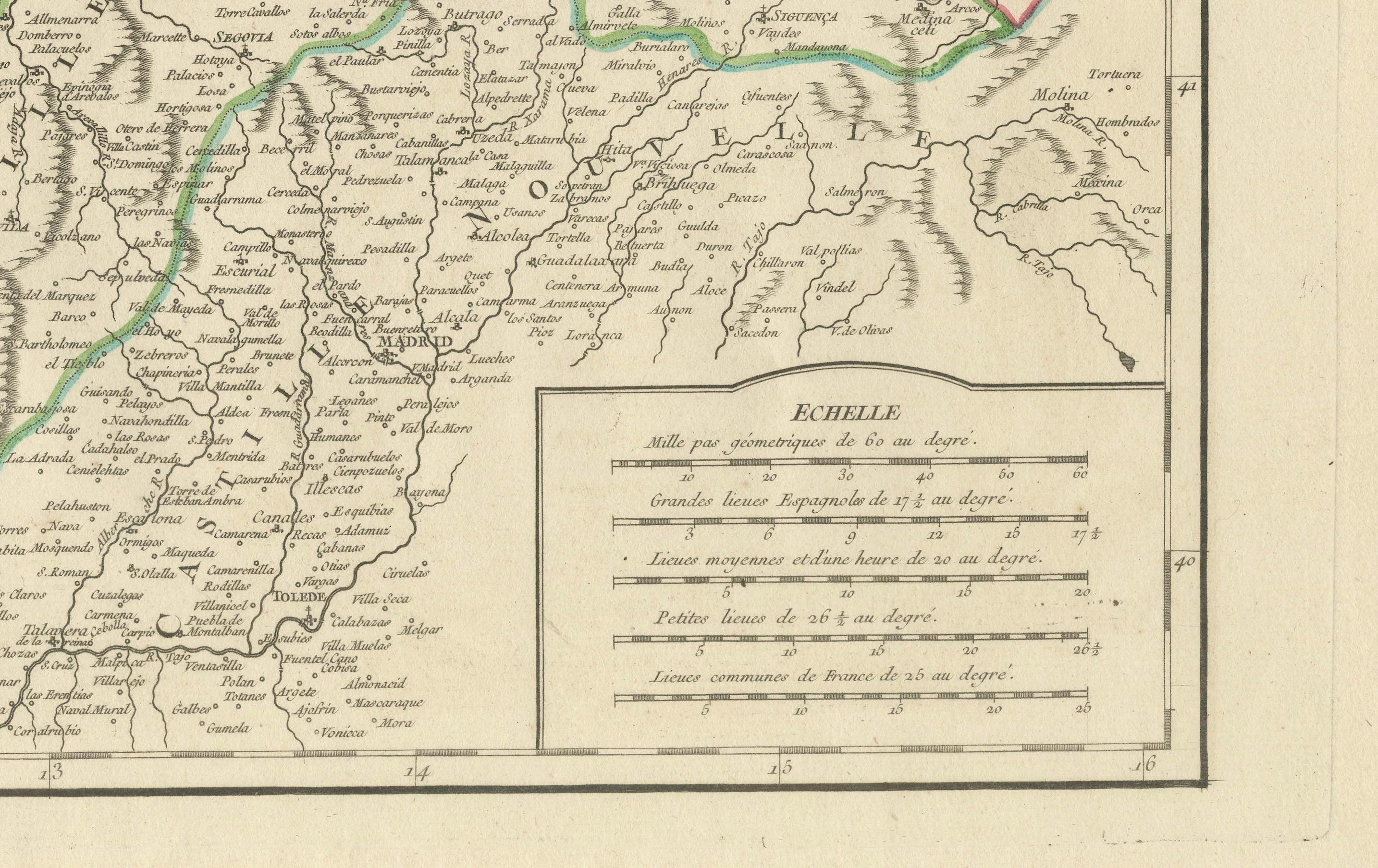Map of Kingdoms of Castile, León, Galicia, Asturias, Biscay and Navarre in Spain In Good Condition For Sale In Langweer, NL