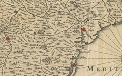 Map of Languedoc by Willem Blaeu, Antique French Copper Engraving 1635