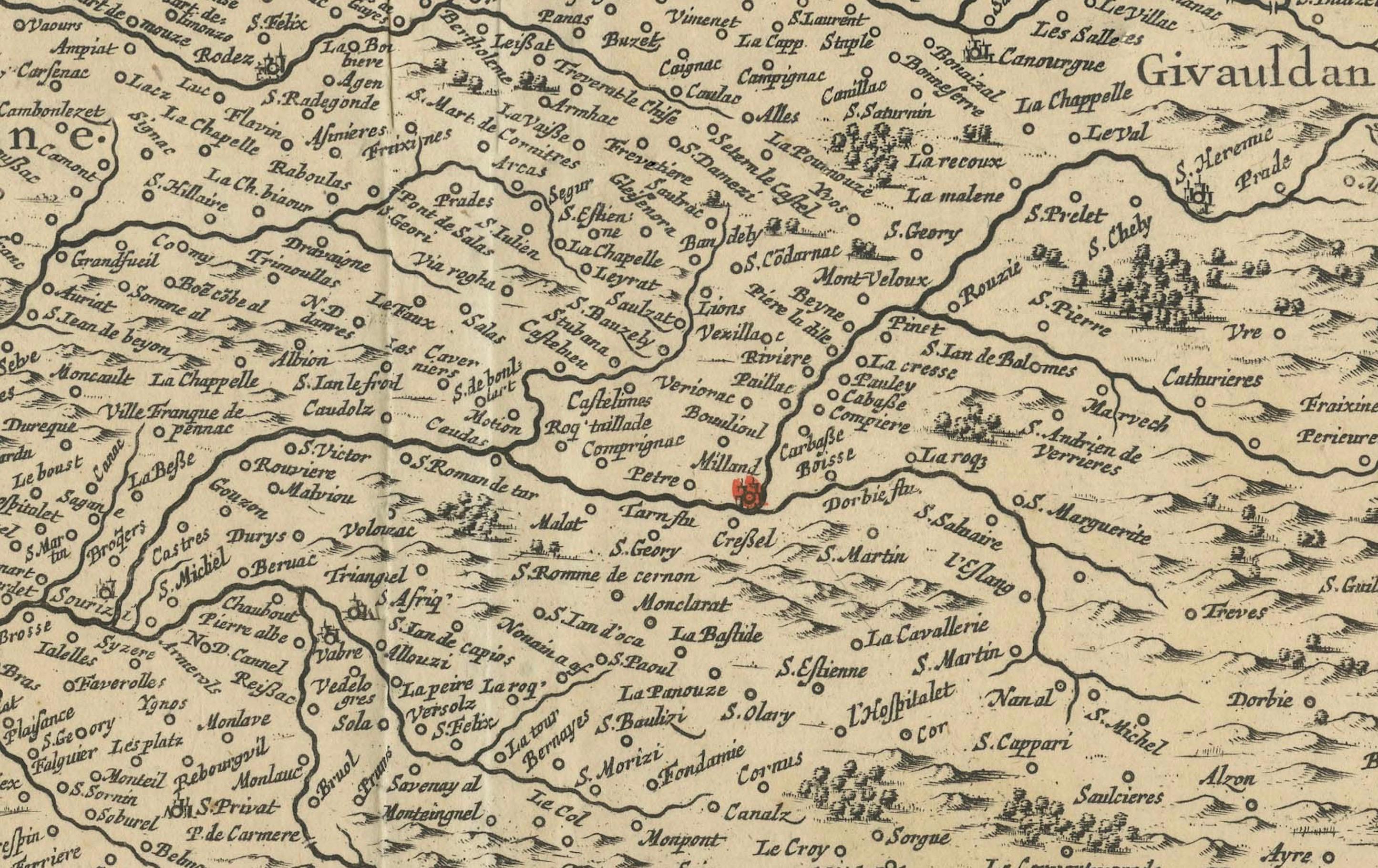 Map of Languedoc by Willem Blaeu, Antique French Copper Engraving 1635 In Good Condition For Sale In Langweer, NL